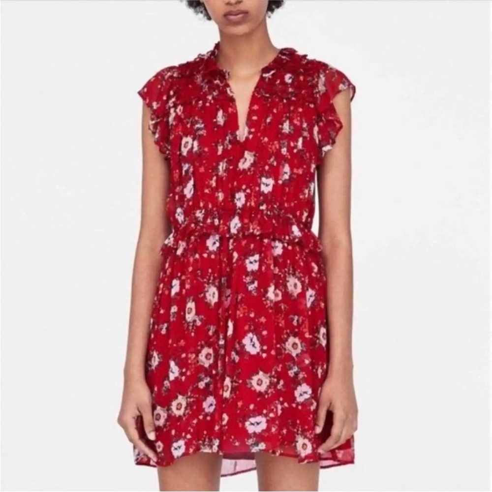 Zara Red Floral Mini Dress